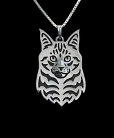 maine coon cat necklace handmade necklace carved hollow pendant jewelry golden colors plated fast delivery