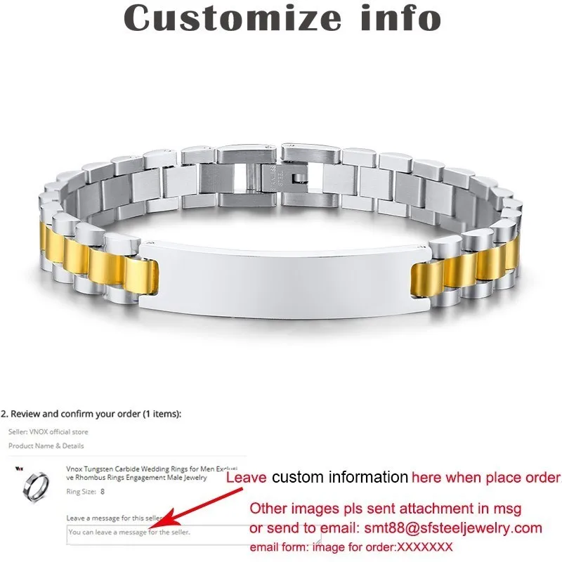 Custom Info Vnox Mens Cross Bracelet Religious ID Chain Bangle with Bible Verse Christian Gifts for Church Personalized Custom Jewelry - Окраска металла: Custom Info