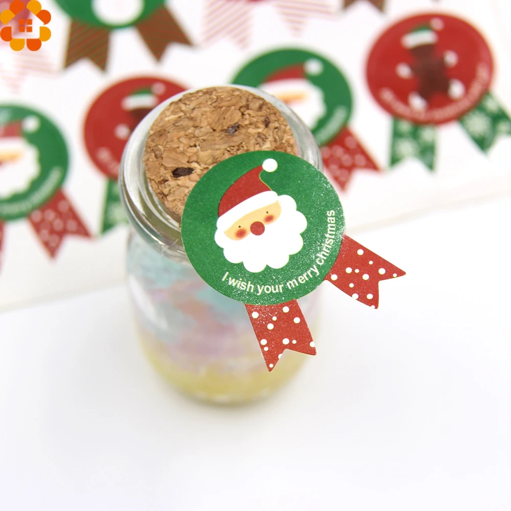 80 шт рождественские наклейки Санта Клаус и деревья бумажный мешок печенье