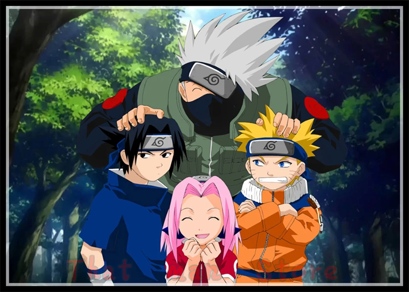 Аниме Белый Картонный постер Uzumaki постер Naruto один кусок бар для кафе для дома Декор стикер на стену 42*30 см без рамки - Цвет: Золотой
