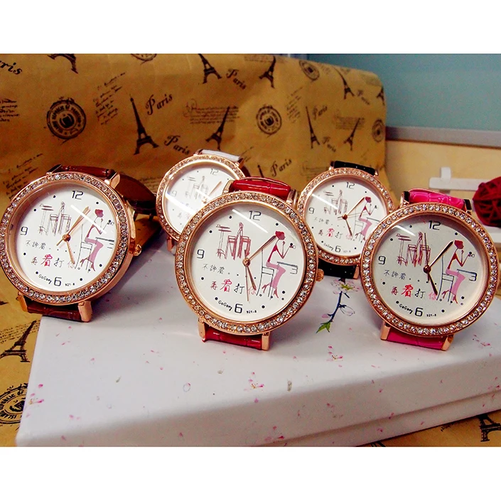 Wholesale women wristwatches ladies rhinestone women's fashion leather strap quartz watch Women watches FSW166 | Наручные часы