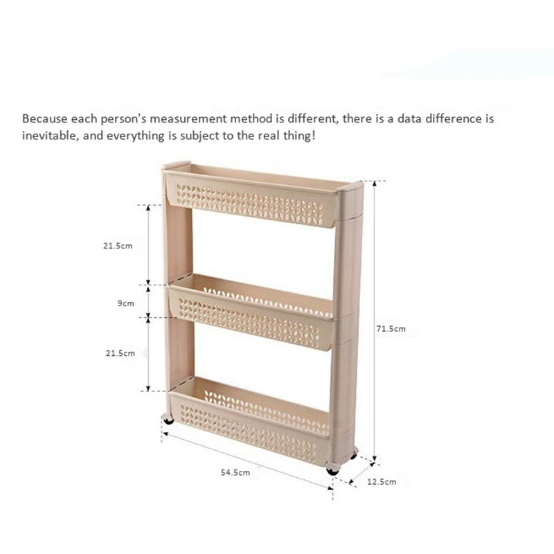 1/Pc Gap Storage Shelf Kitchen Rack Slim Slide Tower Movable Assemble Plastic Bathroom Wheels Space 3 Laye | Обустройство дома