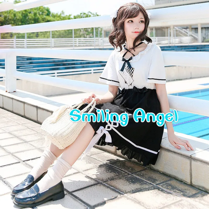 Japanese Rabbit Girl Skirt Stitching Dresses Poker Soft Daily Student Academic Style | Тематическая одежда и униформа