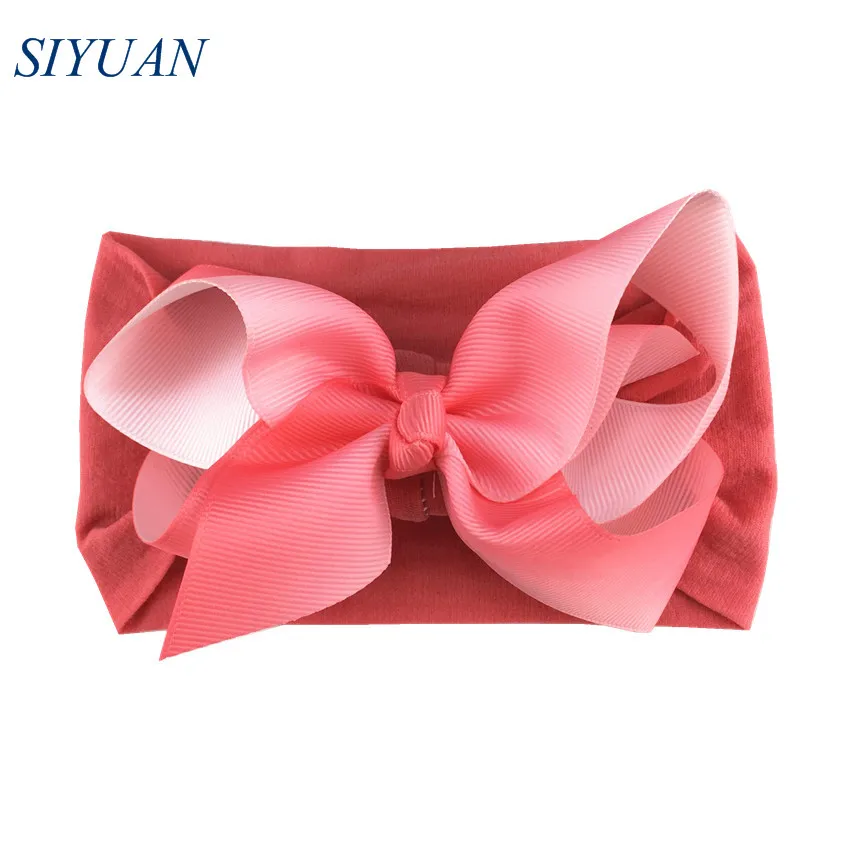 20 30pcs/lot Summer Style Soft Nylon Elastic Headband with 4.6 inch Grosgrain Ribbon Hair Bow Girl Hairband 35C Available HB089 - Цвет: 20