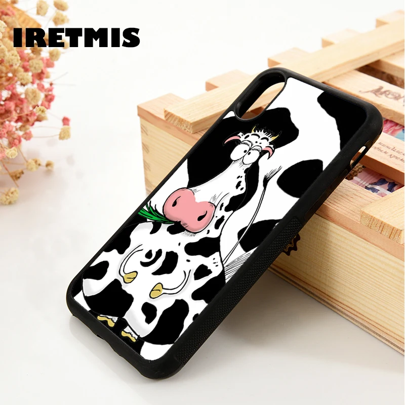 Iretmis 5 5S SE 6 6S мягкий чехол для телефона iPhone 7 8 plus X Xs 11 Pro Max XR корова и принт с