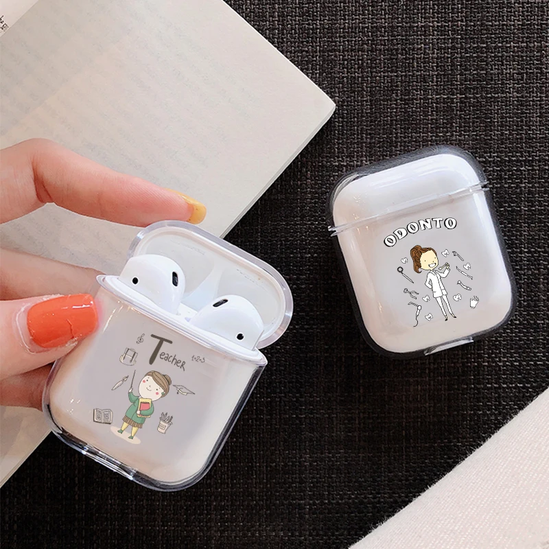 Прозрачный чехол для наушников с милым мультипликационным принтом s Apple Airpods