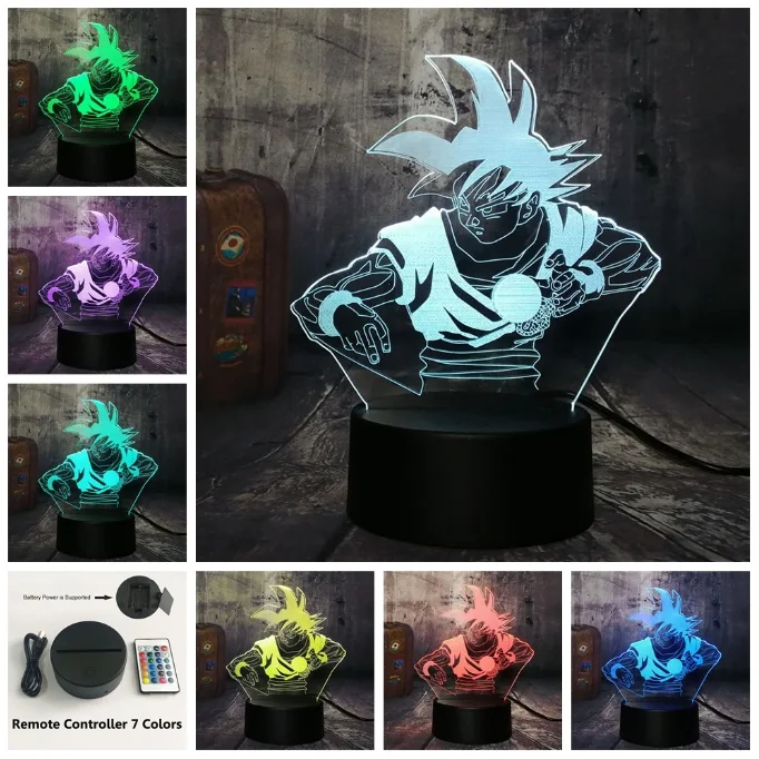 Крутой семь, шар дракона Сон Гоку акриловый 3D светодиодный ночник USB настольная лампа сенсорный пульт дистанционного управления домашний Рождественский подарок-украшение - Испускаемый цвет: Controller 7 Color