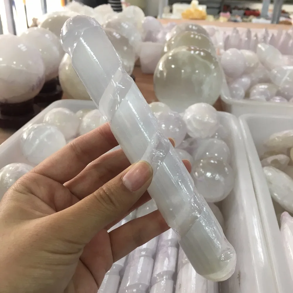 Selenite Хрустальная палочка лечебный массаж спиральная полированная из