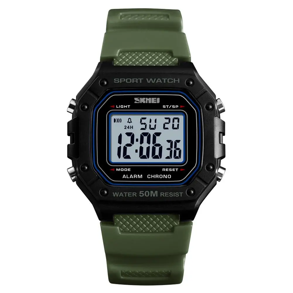 army green SKMEI мужские наручные часы топ бренда мужские спортивные часы Военные мужские цифровые часы 5 бар водонепроницаемые часы Relogio Masculino 1496 - Цвет: army green