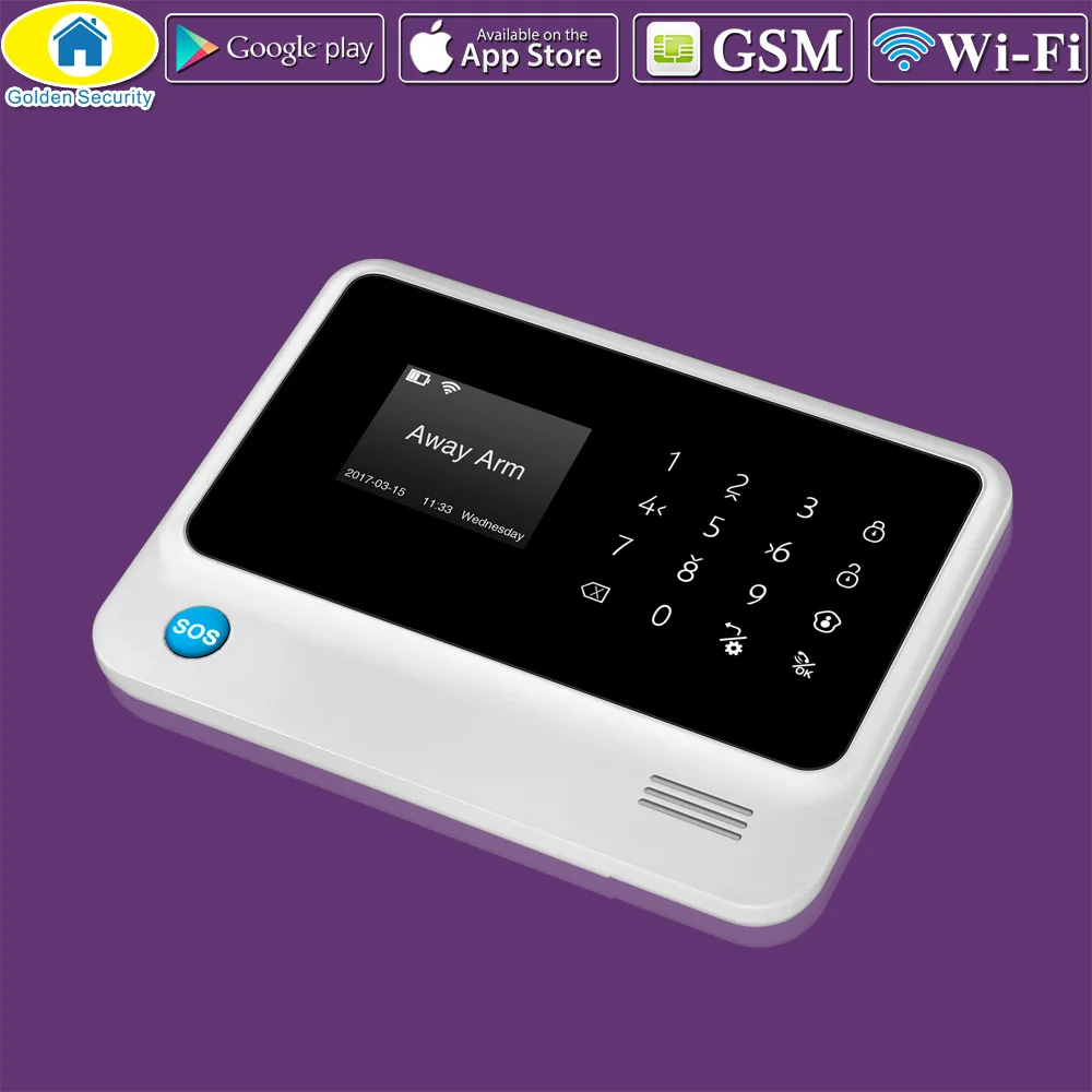 Золотой безопасности G90B плюс Wi-Fi GPRS 2G GSM Автонабор охранной сигнализации система управления APP PIR детектор датчик двери Хост сигнализации