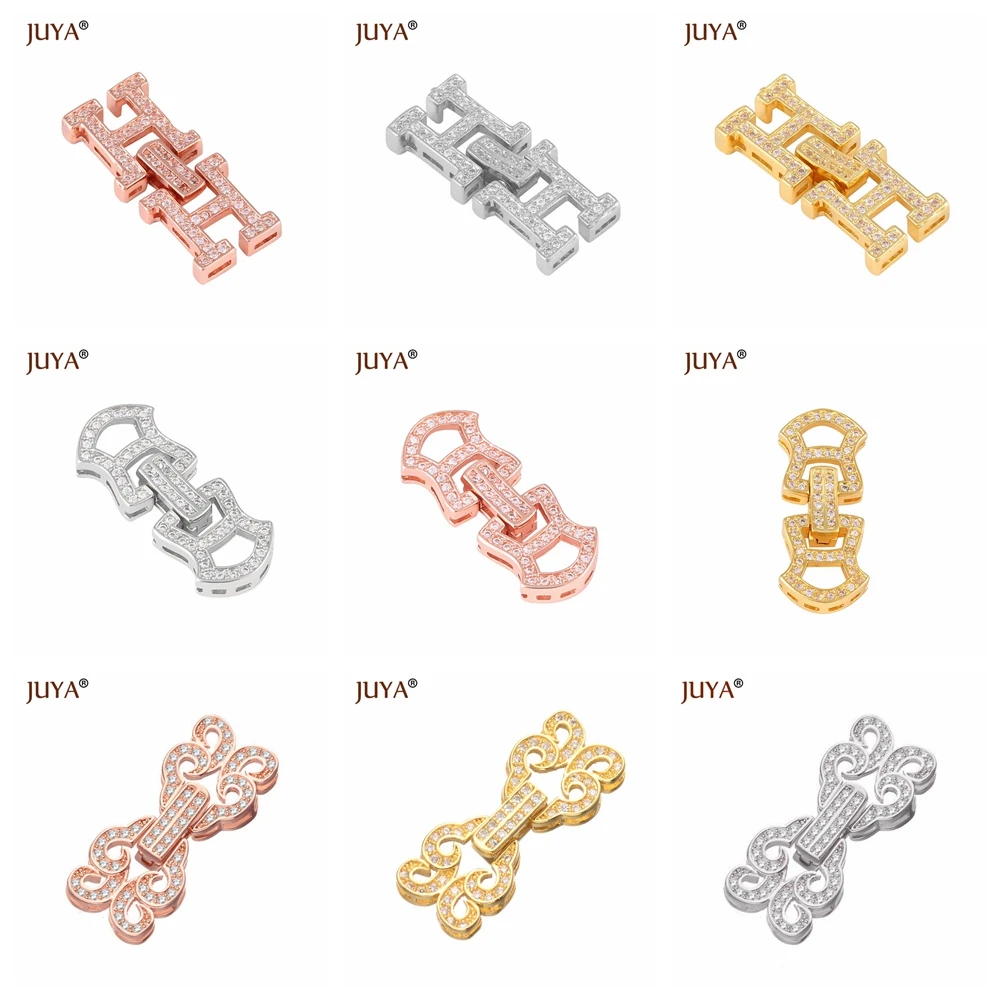 Fashion Copper Metal Inlaid Zircon Clasps Hooks for Bracelet End Connectors For Jewelry Making DIY Pearl Necklace Buckle | Украшения и