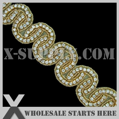 

(Ширина 4 см) Jessie стразы отделка бисером для свадебного пояса, повязки на голову и обуви оптом