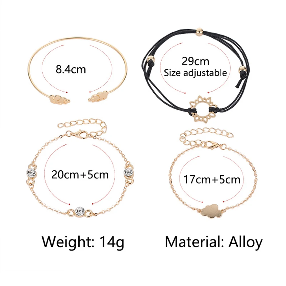 Женский браслет на запястье золотой 4 шт./компл. 2019|Браслеты| |