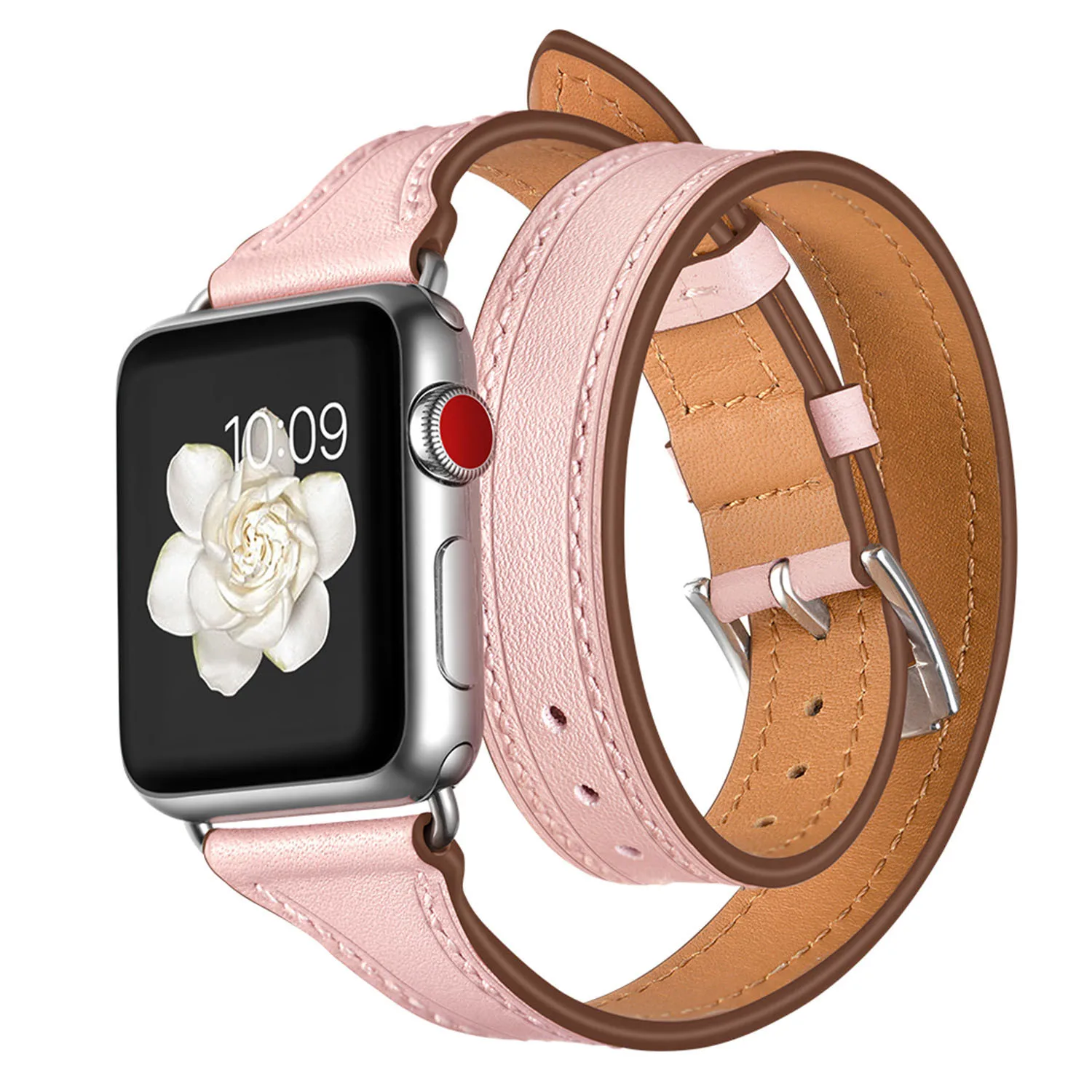 Тонкий ремешок из натуральной кожи для Apple Watch Series 5 4 Band 44 мм 40 iWatch 3 2 1 42 38 двойной