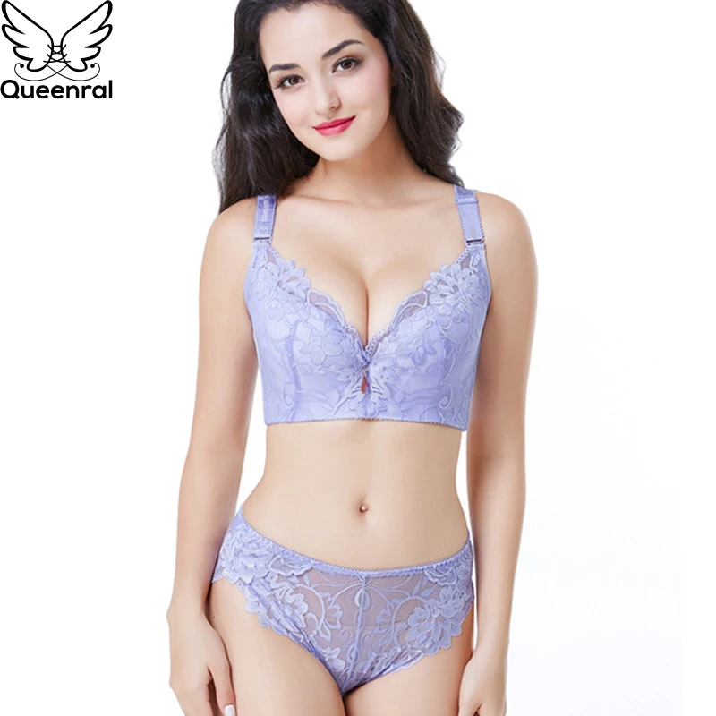 Queenral Push Up комплект нижнего белья для Для женщин бюстгальтер Sexy кружева CDE чашки