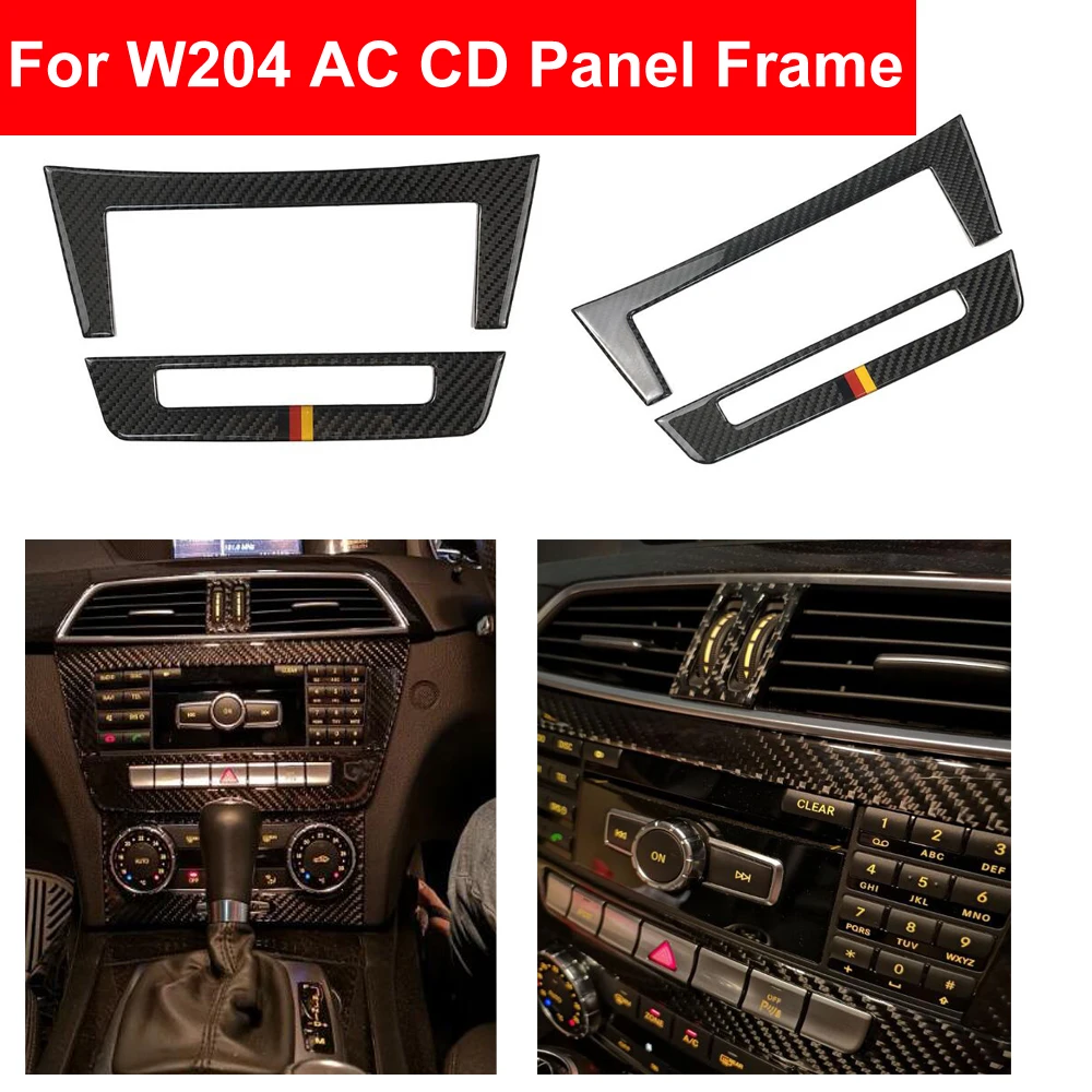 

Car Styling Carbon Fiber Center Console CD & AC Air Conditioning Panel Trim Cover Sticker For Mercedes Benz C-Class W204 C220