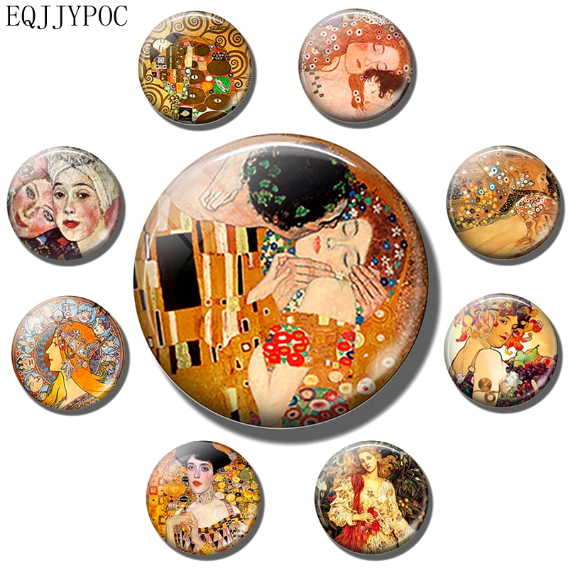 Магнит на холодильник Gustav Klimt стеклянный кабошон для дизайна холодильника