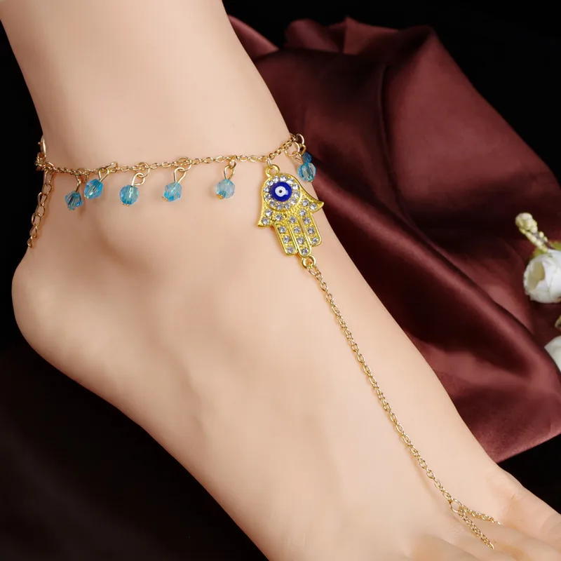Новый Популярный Хрустальный Браслет на лодыжку с кисточкой Хамса Фатима ножные