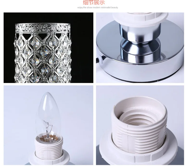 YOOK LED table lamp crystal bedroom for study wrought iron E27 110V 220V | Лампы и освещение