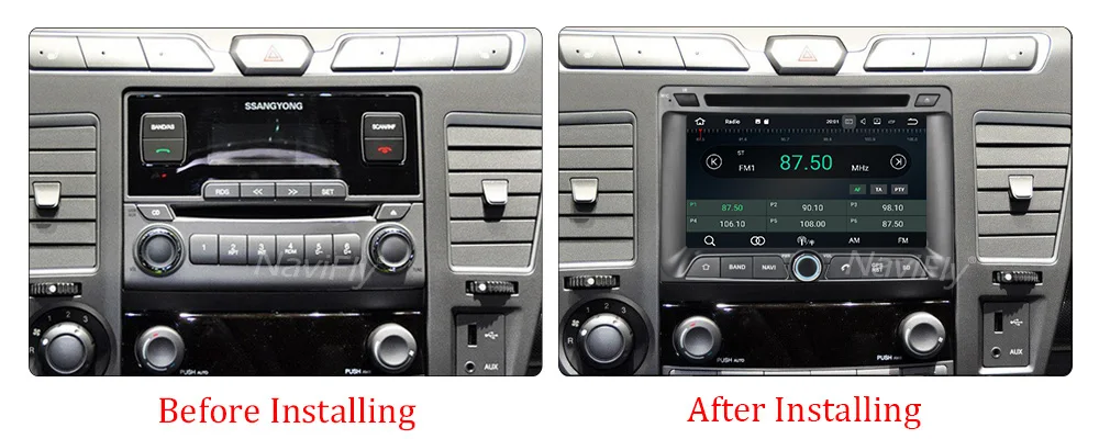 Android9.0 2G ram 16G rom автомобильный мультимедийный плеер для SsangYong Rexton 2005- Rodius/stavic 2004 Автомобильная Радио fm кассета