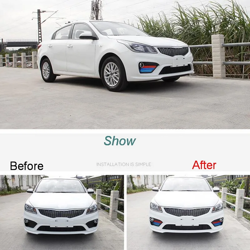 

Tonlinker обложка чехол наклейки для KIA K2 Рио 2017-18 автомобильный Стайлинг 12 шт. ABS Три цвета передние противотуманные фары светильник декоративна...