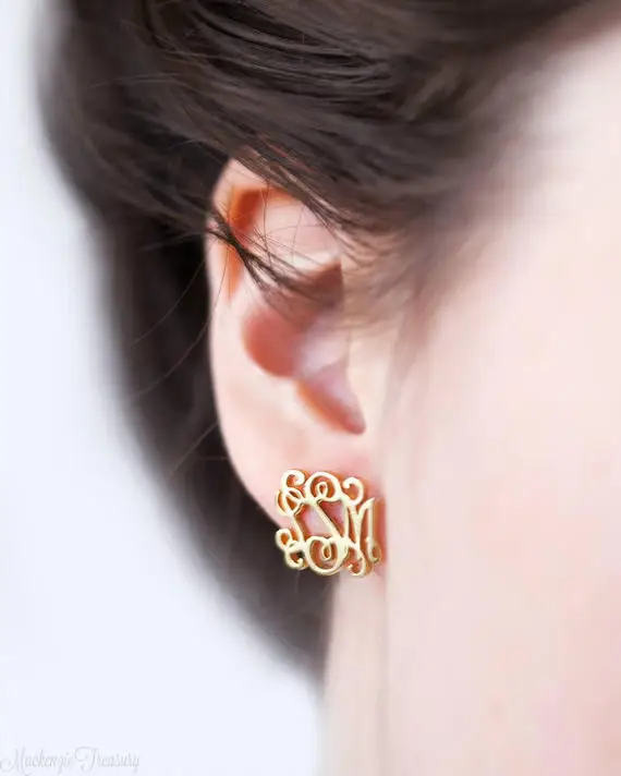 Personalized Jewelry Brincos Boucle d'oreille Gold Stainless Steel Oorbellen Silver Initial Monogram Earrings For Women Men BFF