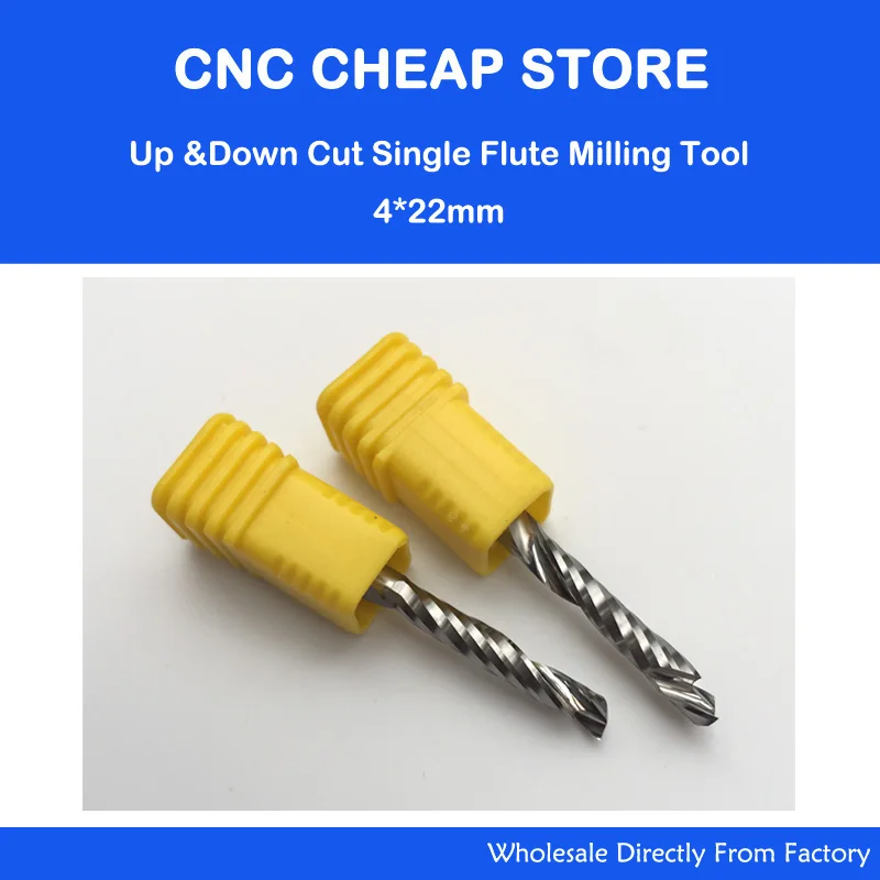 

2PCS HQ UP & DOWN Cut 4x22mm Single Flute Spiral Carbide Mill Tool Cutters for CNC Router, Compression Wood End Mill Cutter Bits