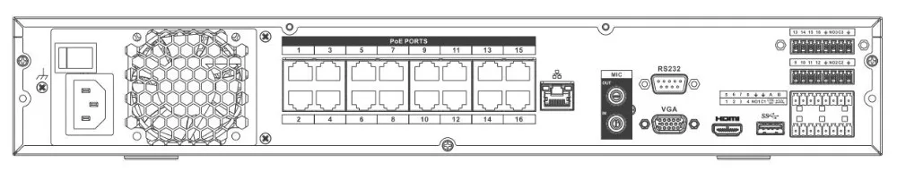 Сетевой видеорегистратор Dahua POE NVR NVR4416-16P-4KS2 16/32 каналов 1.5U 16PoE 4K &amp H.265 Lite |