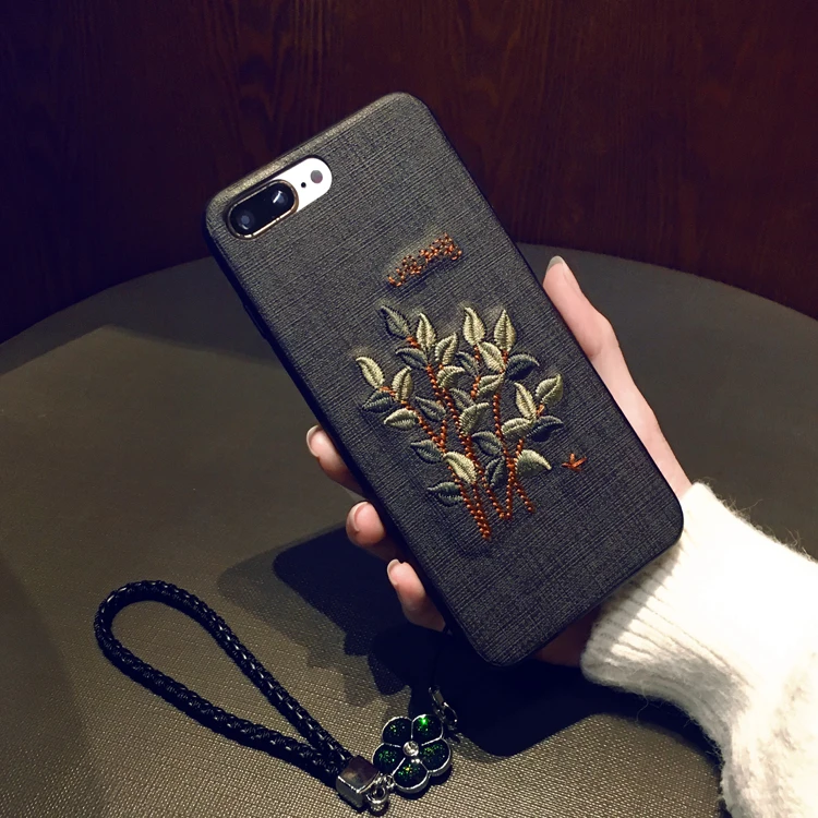 3D Handmade Embroidery Case For iPhone 6 6s 7 8 Plus PC+TPU Rose Flower Phone Cover iPhone8/iPhone7/iPhone6s Skin |