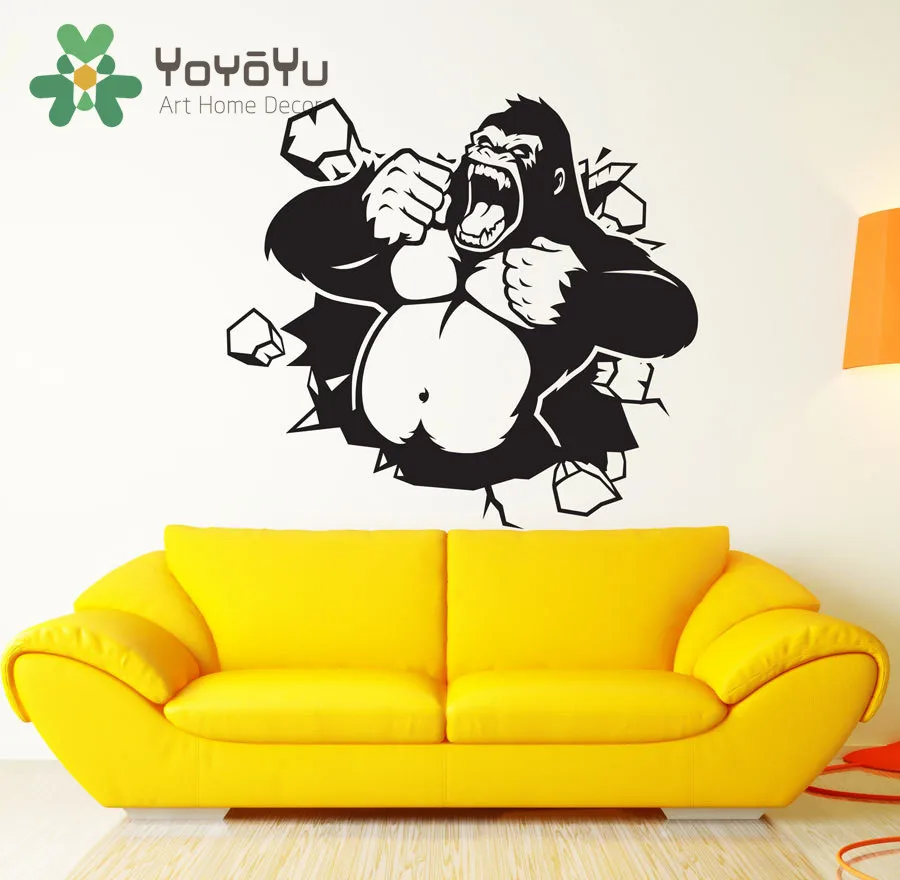 Гориллы обезьян настенные Арт Декор Стикеры виниловая художественная наклейка