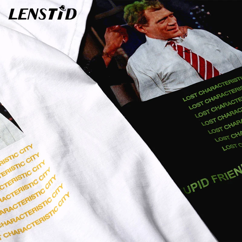 Мужские футболки в стиле хип хоп LENSTID Funny Stupid Friend винтажные повседневные с