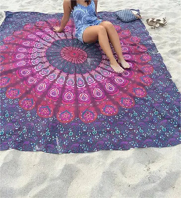 Large Square Indian Mandala Tapestry Wall Hanging Throw Towel Beach Yoga Mat Boho Home Decoration | Дом и сад