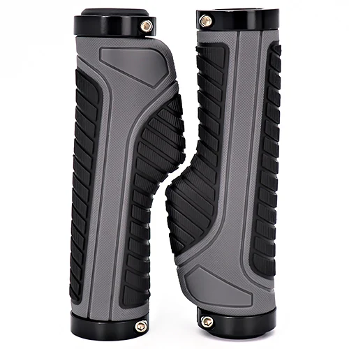 Grey Bike Grips VICTGOAL горный велосипед ручки противоударные Нескользящие велосипедные ручки горный велосипед Handlerbar ручки замок на мягкой резиновой велосипедной части - Цвет: Grey Bike Grips