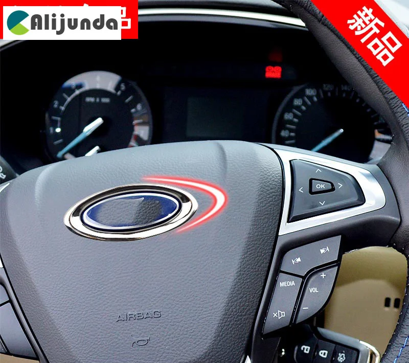 Хромированная накладка на руль кольцо с логотипом для Ford Focus 2 3 MK2 MK3 MK4Kuga Fiesta Ecosport