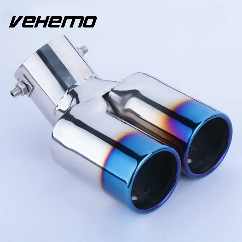 

Car Vhielce Twins Curved Exhaust Rear Tail Tip Pipe Muffler Silencer Universal