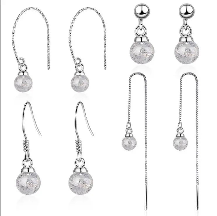TJP Cute Crystal Ball Drop Earrings For Women Jewelry Charm Silver Plated Lady Birthday Party Accessories Girl | Украшения и