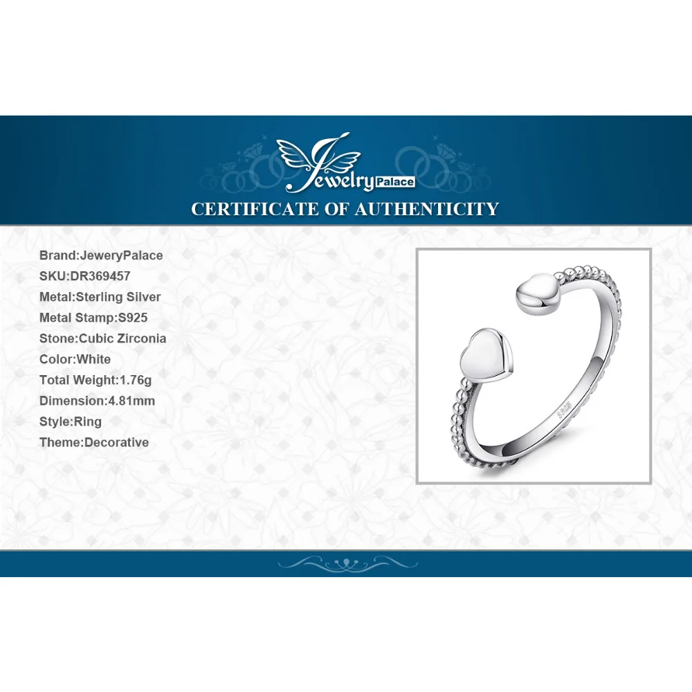 Jewelrypalace стерлингового серебра 925 пробы два сердца Белый муранского Стекло