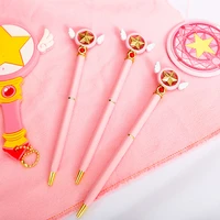 cosplay card captor sakura action figure printed sakura magic stick star wing cartoon writing ballpoint office stationery pen