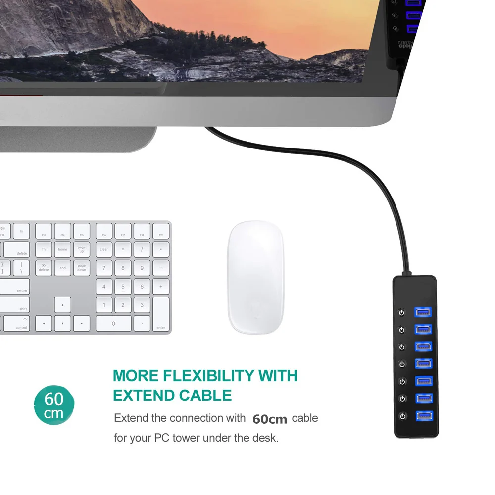 USB 3 0 разветвитель с 7 портами и портом|7 ports|usb splitterhub 3.0 |
