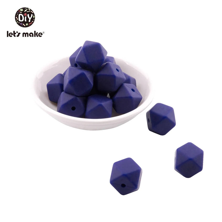 7 Let'S Make 20Pc 14Mm Hexagon Silicone Teether Beads Baby Tiny Rod Multifaced Baby Teething Toy Beaded Silicon Baby Teether Toy - Цвет: 7