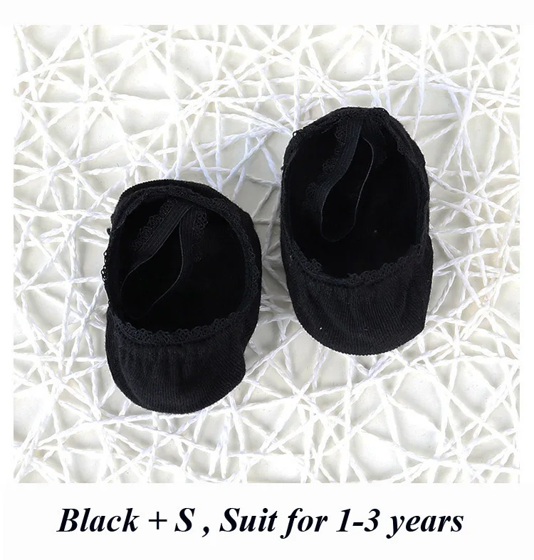 Black S Новые хлопковые носки для малышей летние однотонные Нескользящие кружевные носки для маленьких девочек Детские аксессуары, 5 цветов - Цвет: Black S