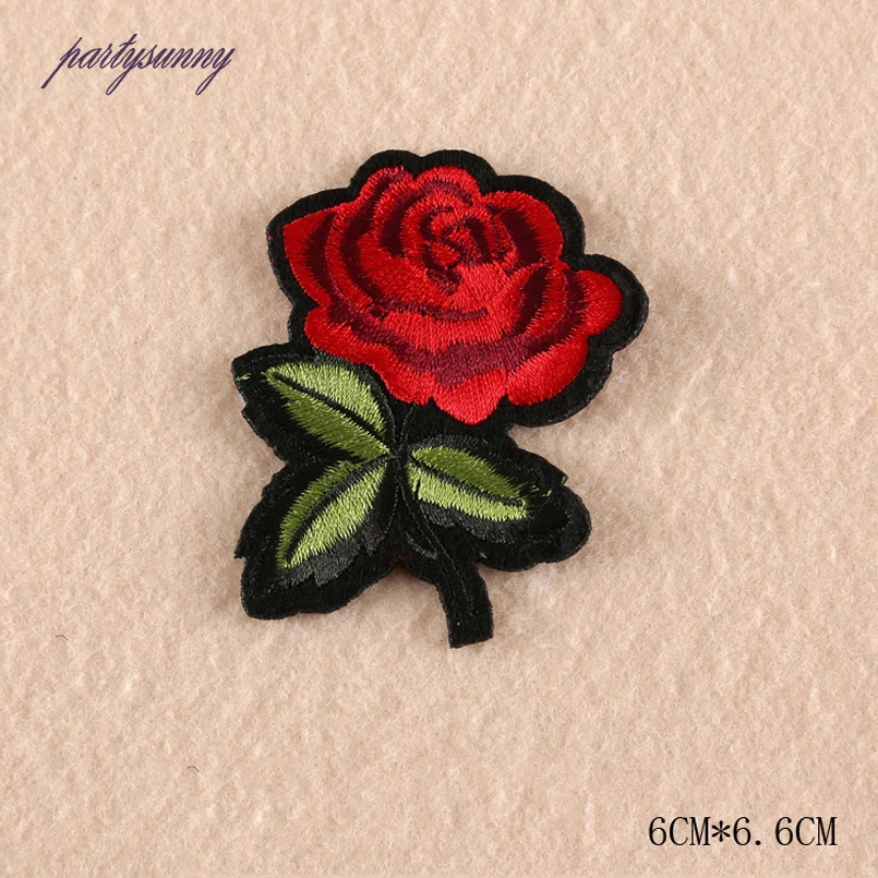PF Роза Ткань Патчи Аппликация Вышивка Цветок Термо-наклейки для Куртка Железа на