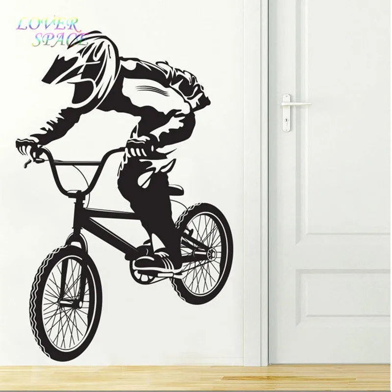 Бесплатная доставка BMX велосипедная Байкерская Наклейка на стену для мальчиков