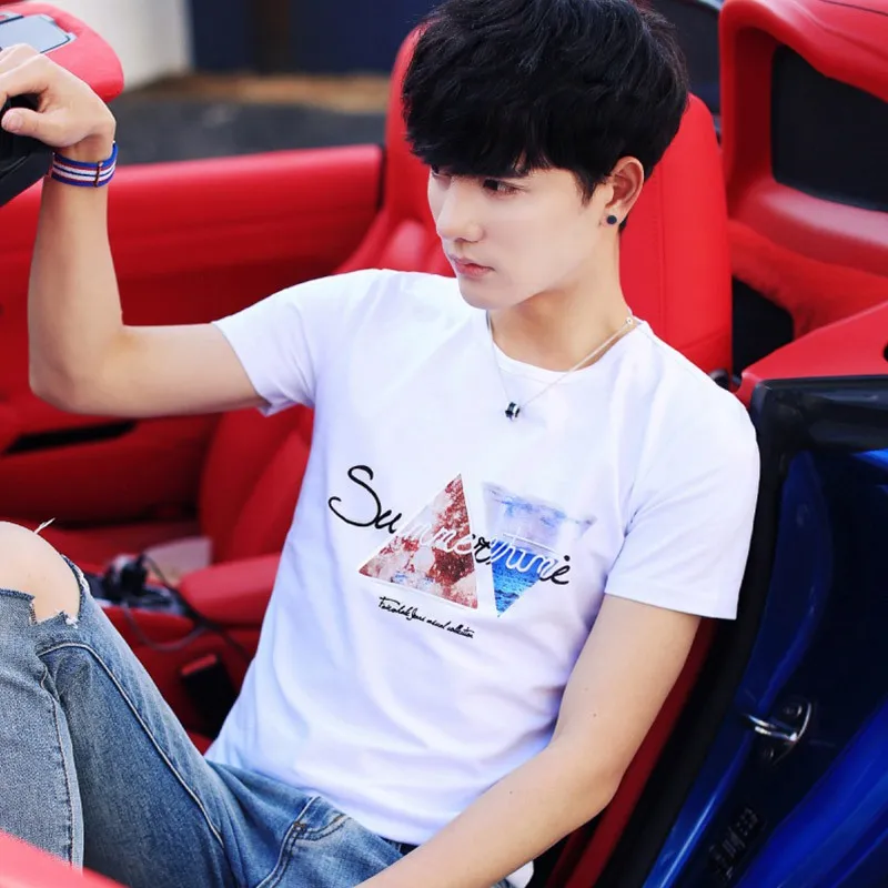 

Men Casual Short Sleeve Bottoming Round Collar T-shirt Cartoon Print Loose Wild Tops J1