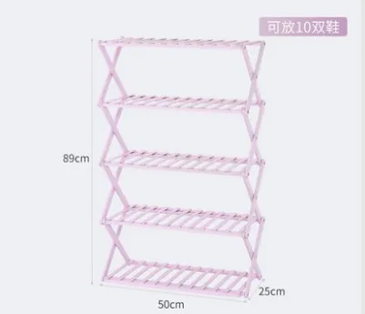 5 Layer L50cm Multi-layer Shoe Rack Shoe Shelf Household Rack Storage Rack Folding Storage Shoe Rack Bamboo - Цвет: 5 Layer L50cm