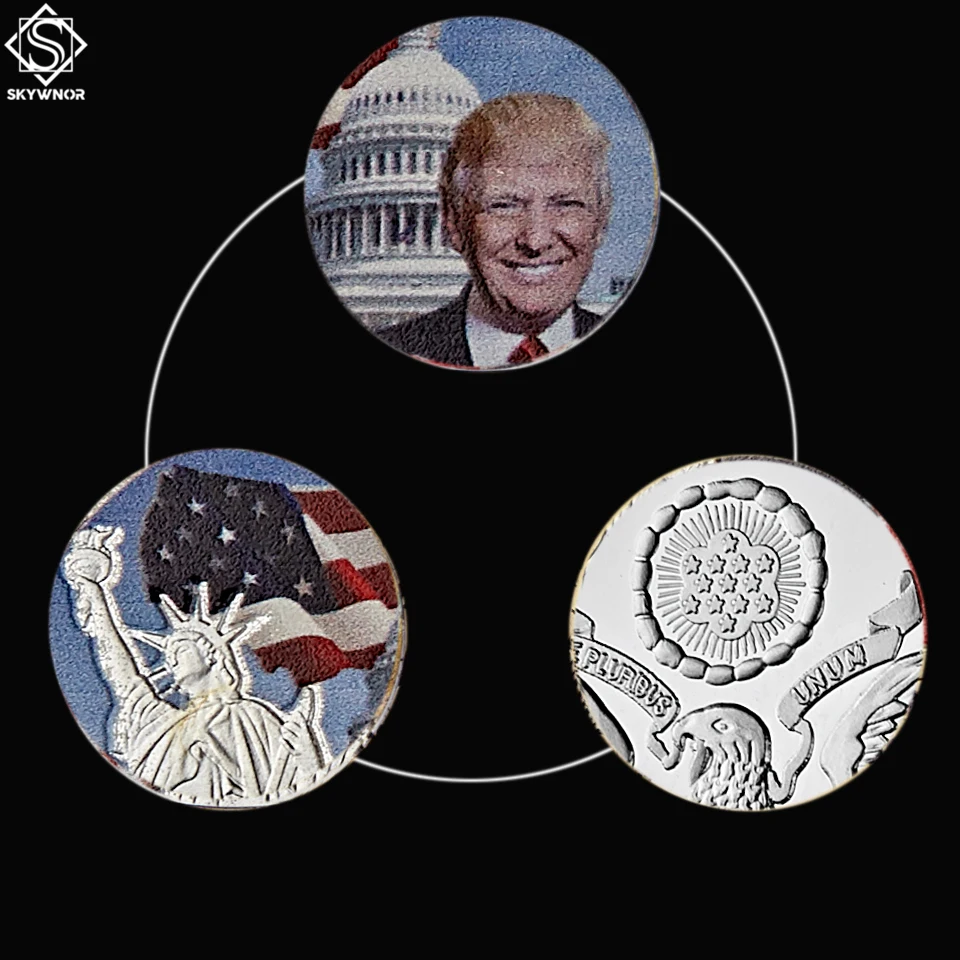 Золотая/серебряная монета США 45 й президент Дональд с изображением Трампа Белый