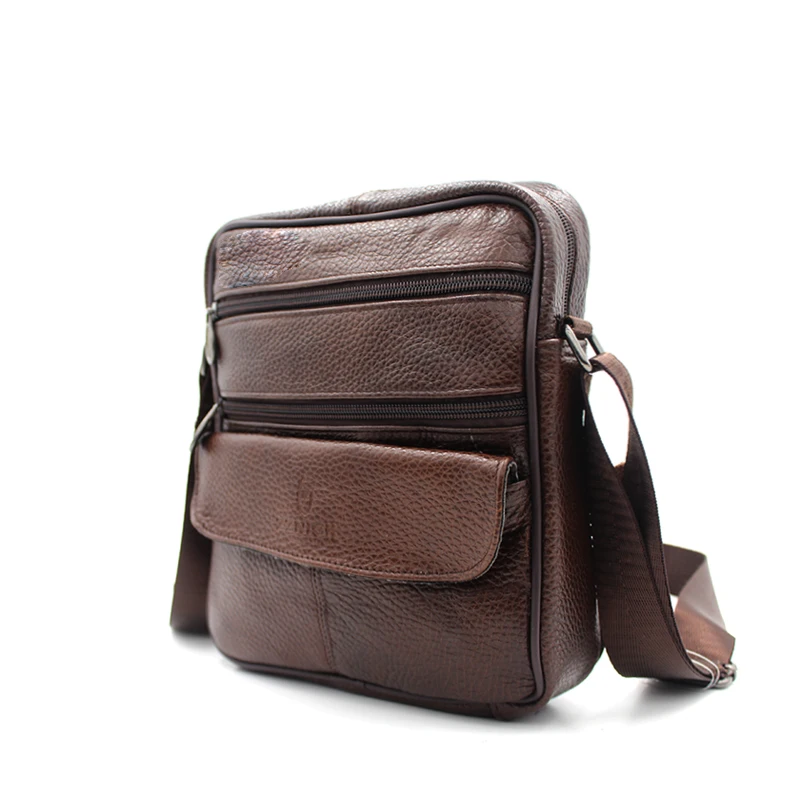 Новый 100% Натуральная Кожа Мужчины Crossbody Сумка Коричневая Винтаж Повседневная Для