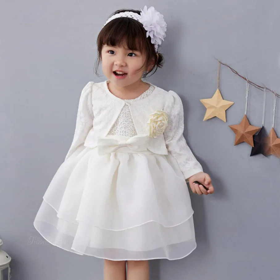 Комплект из 3 предметов платье для крещения маленьких девочек бежевое на