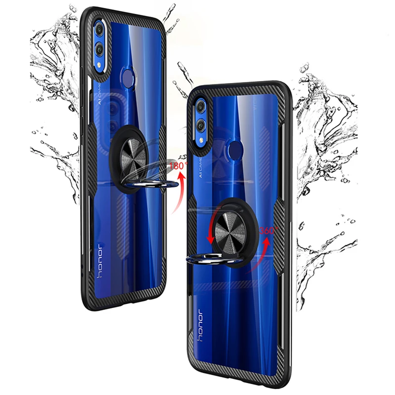 Hybrid Case For Huawei Nova 4 3E 360 Metal Magnetic Finger Ring Holder Stand Soft TPU Silicone Bumper Clear Hard PC Back Cover |