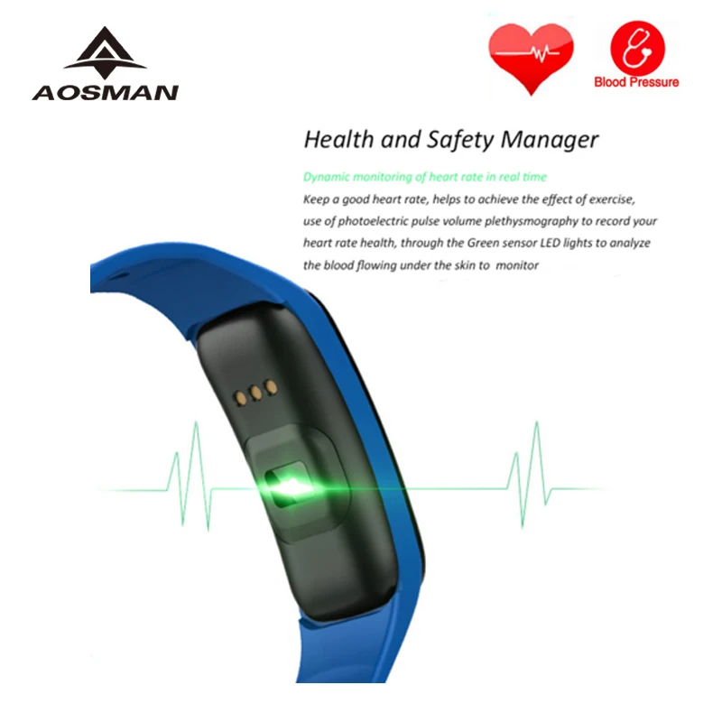AOSMAN крови Давление монитор сердечного ритма часы C1 смарт браслет Фитнес reloj